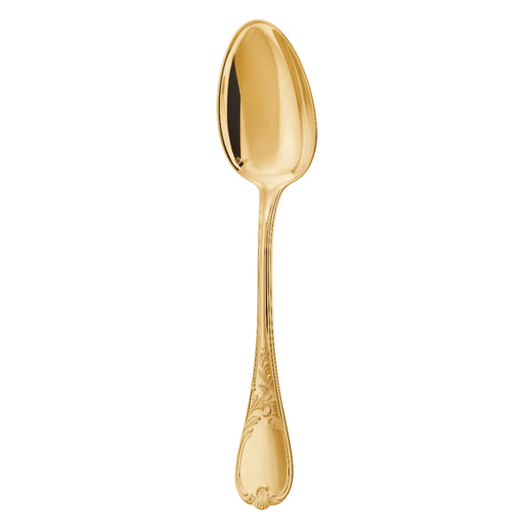 Du Barry dinner spoon by Ercuis, silver-plated with gilded floral Rocaille decoration.