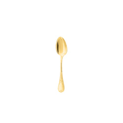 Ercuis Du Barry moka spoon in silver plate with gold finish, Rocaille floral handle for elegant coffee service