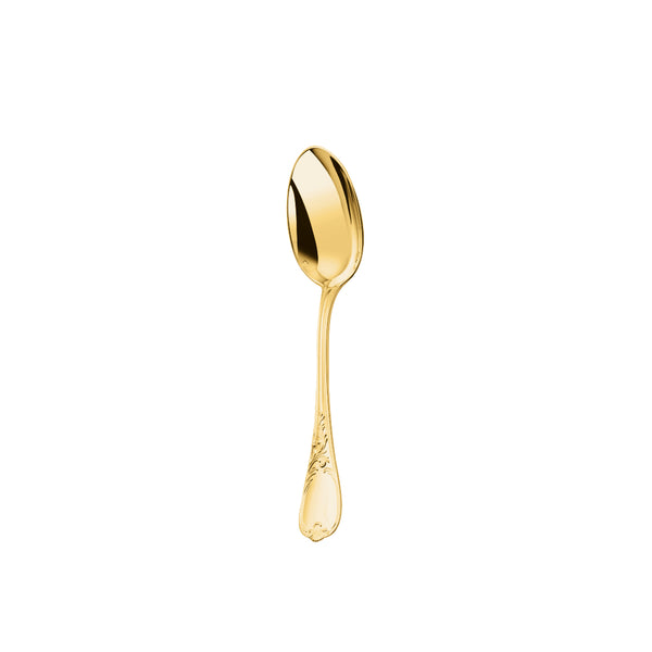 Ercuis Du Barry US tea spoon in silver plate with gold finish, Rocaille floral handle design