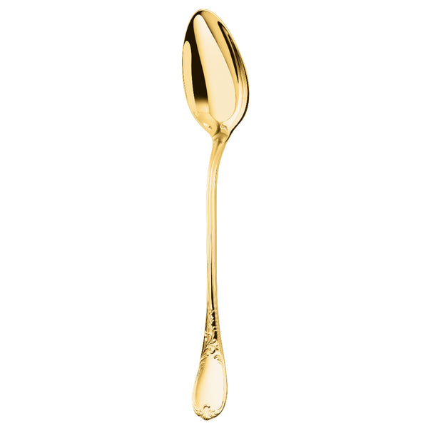Ercuis Du Barry serving spoon in silver-plated gilded finish with ornate handle.