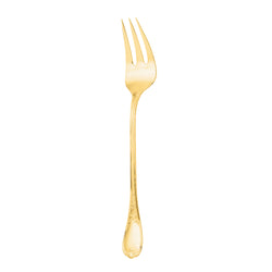 Ercuis Du Barry serving fork in silver-plated gilded finish with ornate handle.