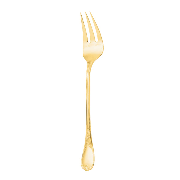 Ercuis Du Barry serving fork in silver-plated gilded finish with ornate handle.