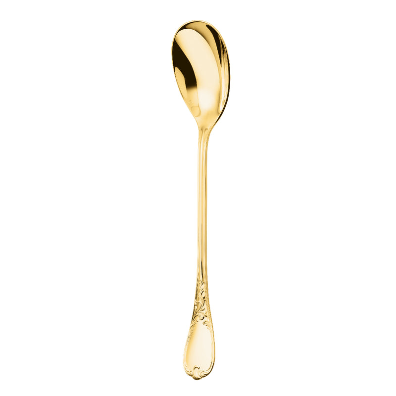 Ercuis Du Barry salad serving spoon in silver-plated gilded finish.