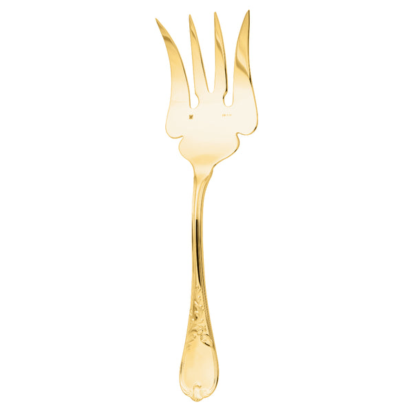 Ercuis Du Barry fish serving fork in silver-plated gilded finish with ornate handle