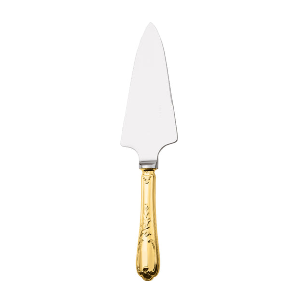 Ercuis Du Barry sharp cake server with silver-plated gilded handle.