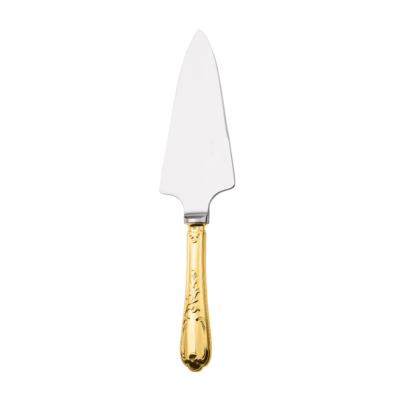 Ercuis Du Barry sharp cake server with silver-plated gilded handle.