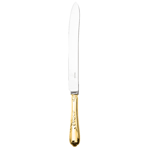 Ercuis Du Barry pie knife with silver-plated gilded handle and sharp long blade.
