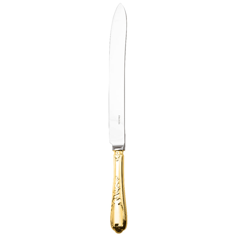 Ercuis Du Barry pie knife with silver-plated gilded handle and sharp long blade.