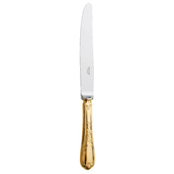 Du Barry dinner knife by Ercuis, silver-plated with gilded Rocaille floral handle.