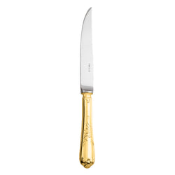 Du Barry steak knife by Ercuis with silver-plated and gilded Rocaille handle and precision blade.