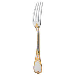 Du Barry dinner fork by Ercuis in silver plate with part-gilded floral handle.
