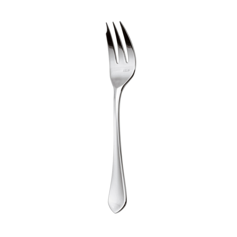 Pastry fork Citeaux by Ercuis in stainless steel with three prongs and polished handle.
