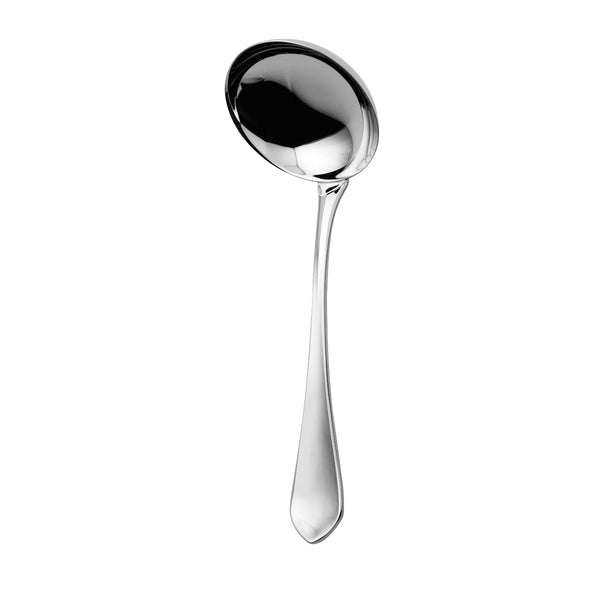 Soup ladle Citeaux by Ercuis in stainless steel with deep rounded bowl and sleek long handle.