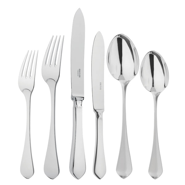 Citeaux 36-piece stainless steel cutlery set by Ercuis with Gothic-inspired handles.