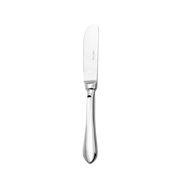 Citeaux individual butter knife by Ercuis in stainless steel with polished slim handle and rounded blade.
