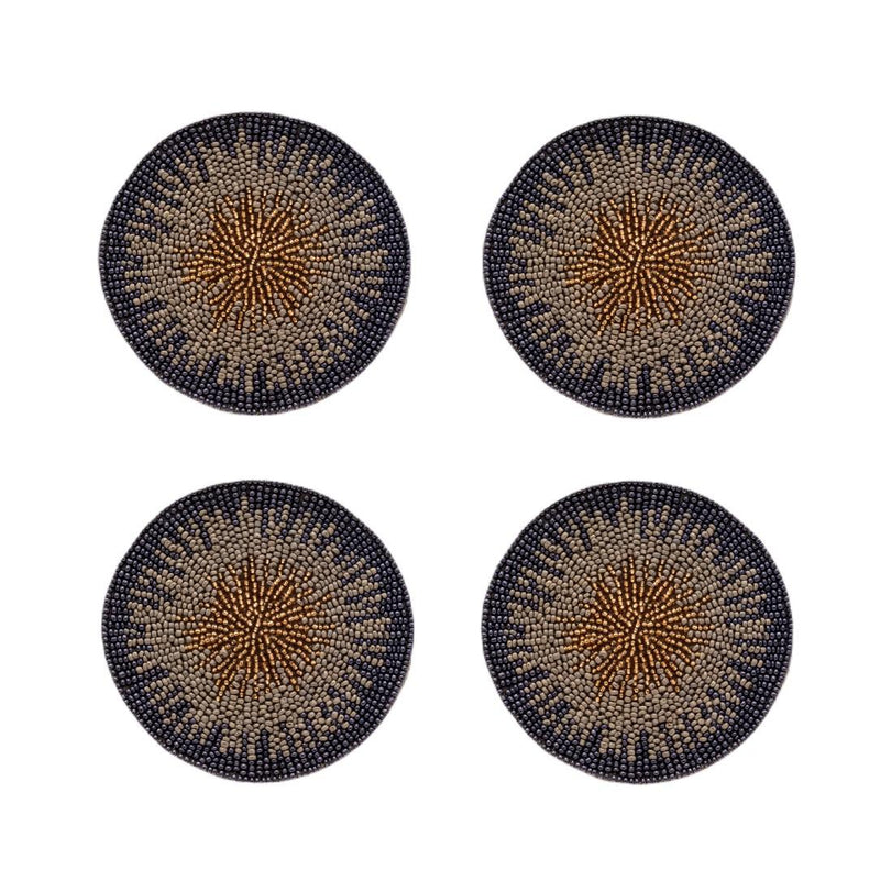 Joanna Buchanan navy ombré beaded drink coasters set of four
