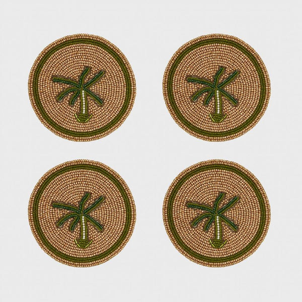 Joanna Buchanan palm tree beaded drink coasters set of four