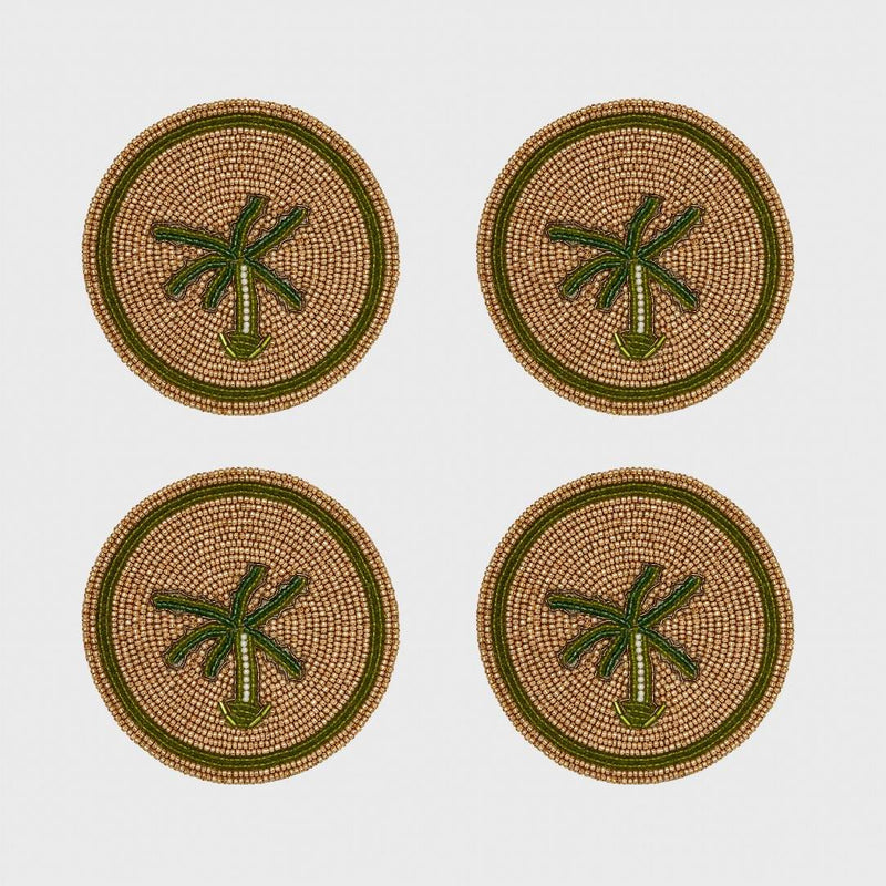 Joanna Buchanan palm tree beaded drink coasters set of four