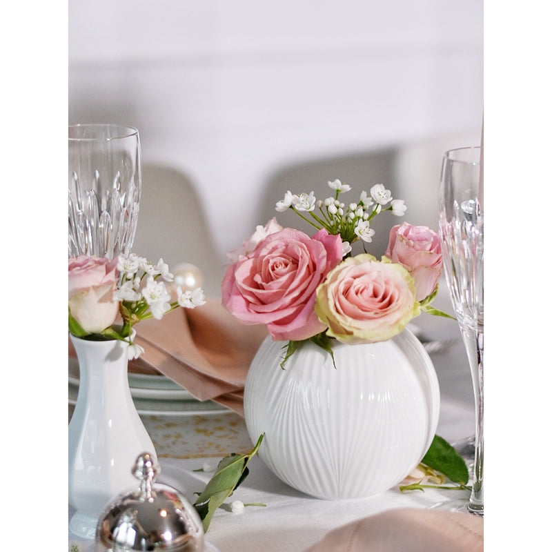 Folia Rose Bowl Vase in Fine Bone China by Wedgwood in White in a Gift Box