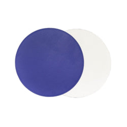 Reversible placemat in blue and white faux leather by Von Gern Home.