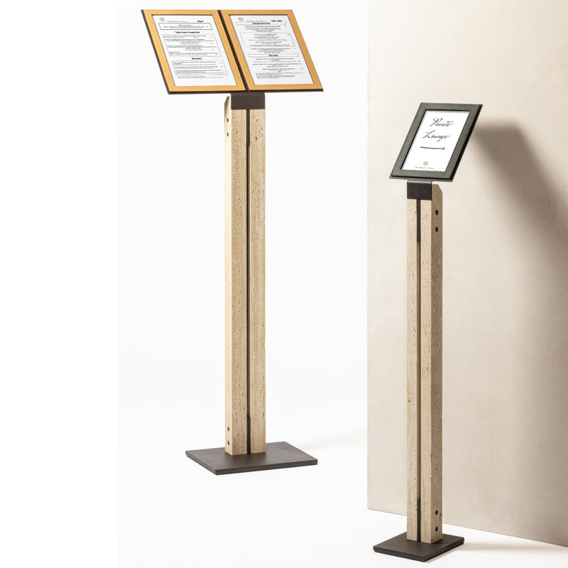 Single and Double Pillar Leather & Stone Menu Stand No.1 – Giobagnara
