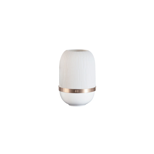 Small Candle Holder in White with Gold Band - Infini White