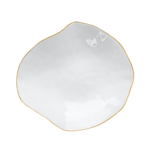 Set of 2 Small Plates White with Golden Rim - Indulge Nº5