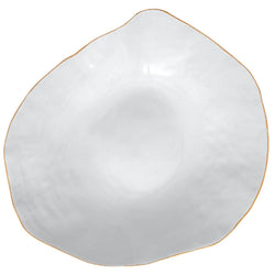 Set of 2  Large Dinner Plates White with Golden Rim - Indulge Nº6