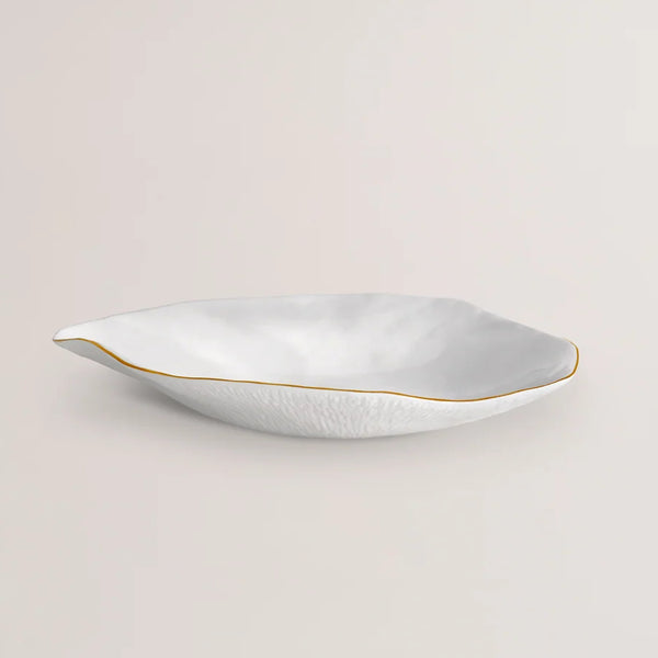 Set of 2  Large Dinner Plates White with Golden Rim - Indulge Nº6