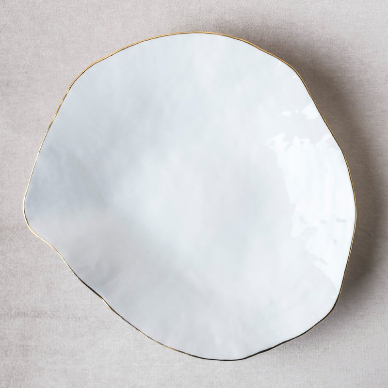 Large Dinner Plate White with Golden Rim - Indulge Nº6