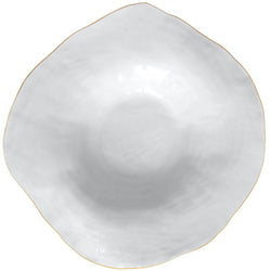 Set of 2 Large Deep Dinner Plates White with Golden Rim - Indulge Nº7