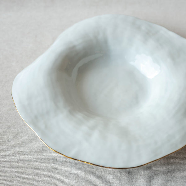 Large Deep Dinner Plate White with Golden Rim - Indulge Nº7