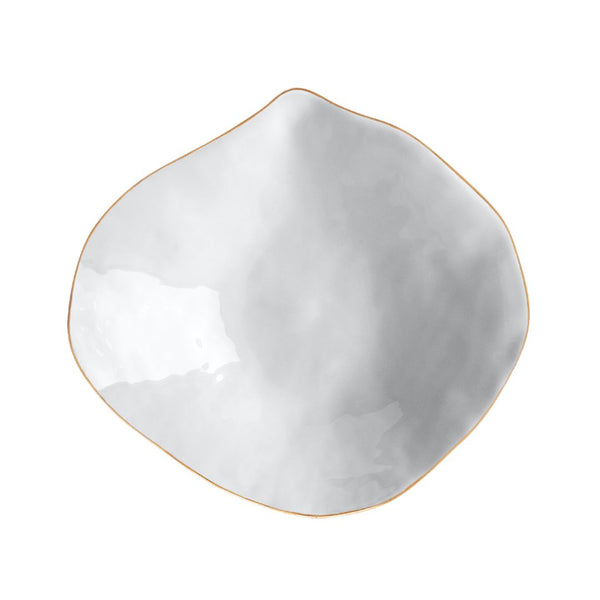 Set of 2 Small Deep Plates White with Golden Rim - Indulge Nº9