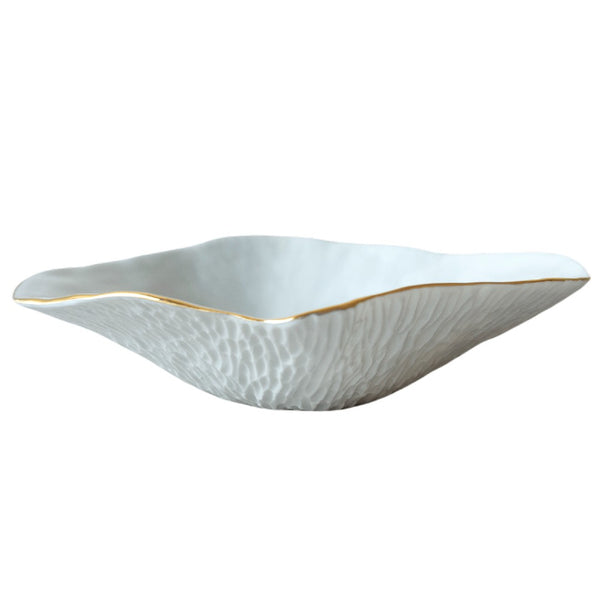 Small Deep Plate White with Golden Rim - Indulge Nº9
