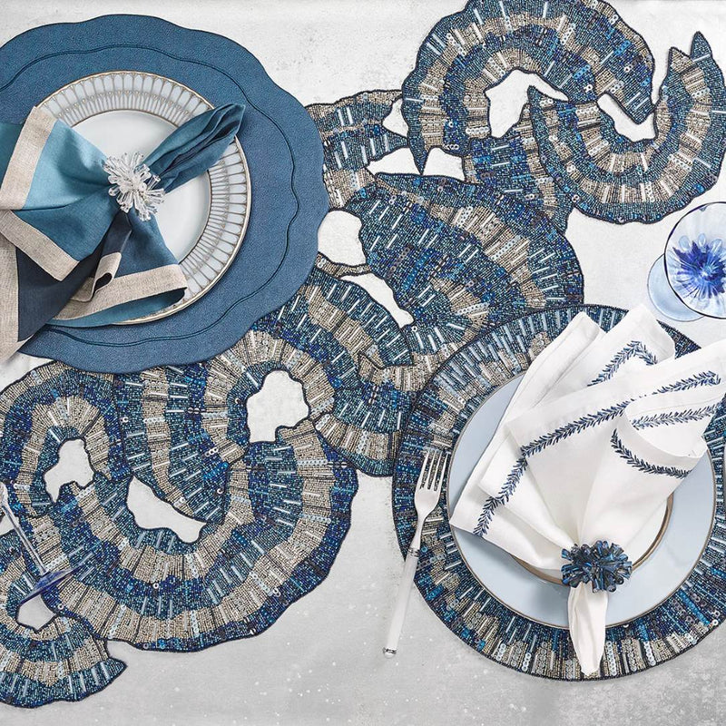 'Illusion' Table Runner in Midnight Blue & Silver by Kim Seybert
