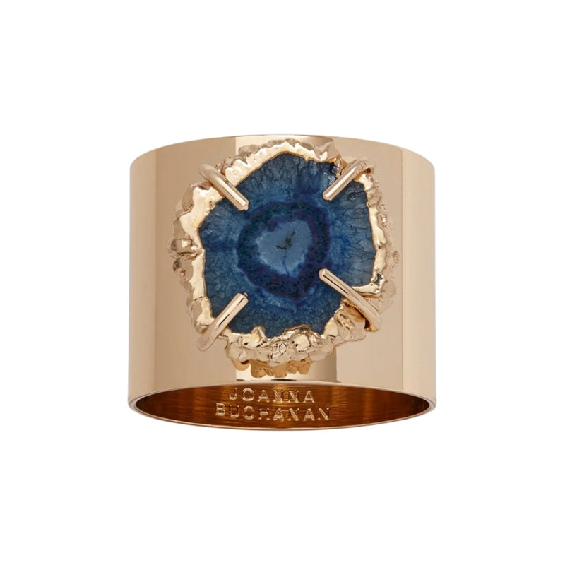 Front view of Crystal Quartz Napkin Ring in indigo by Joanna Buchanan on white background