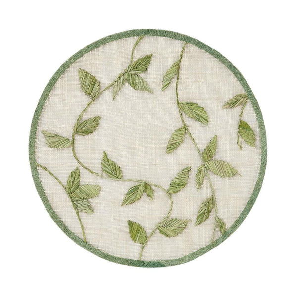 Green palm frond straw leaf placemat by Joanna Buchanan.