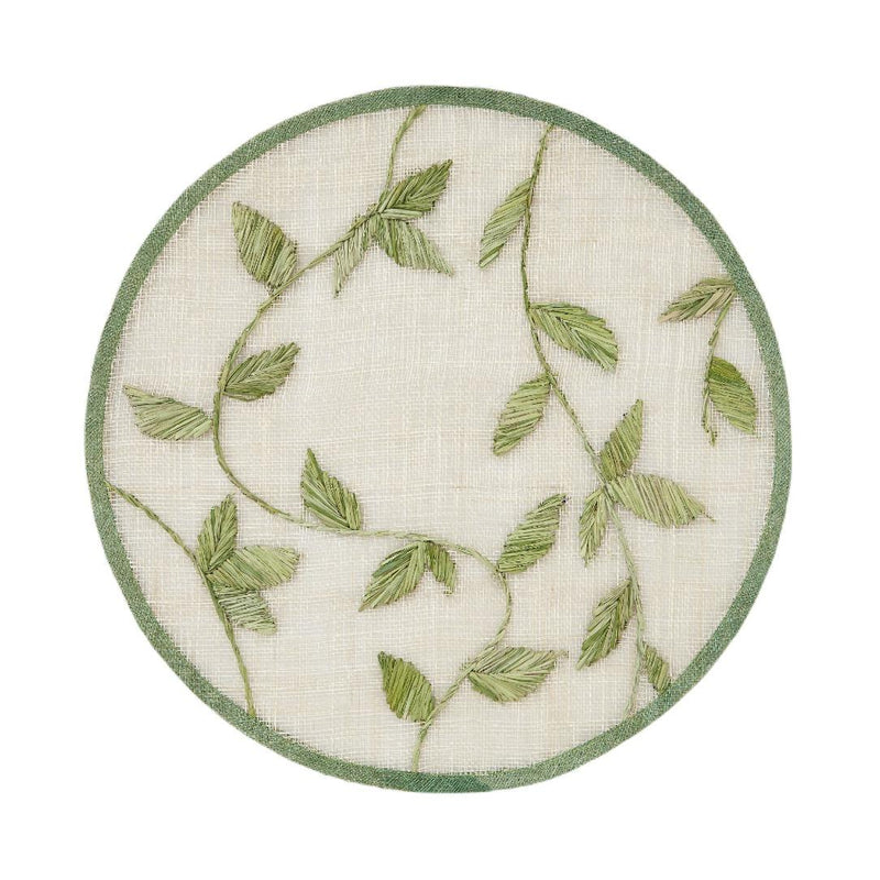 Green palm frond straw leaf placemat by Joanna Buchanan.