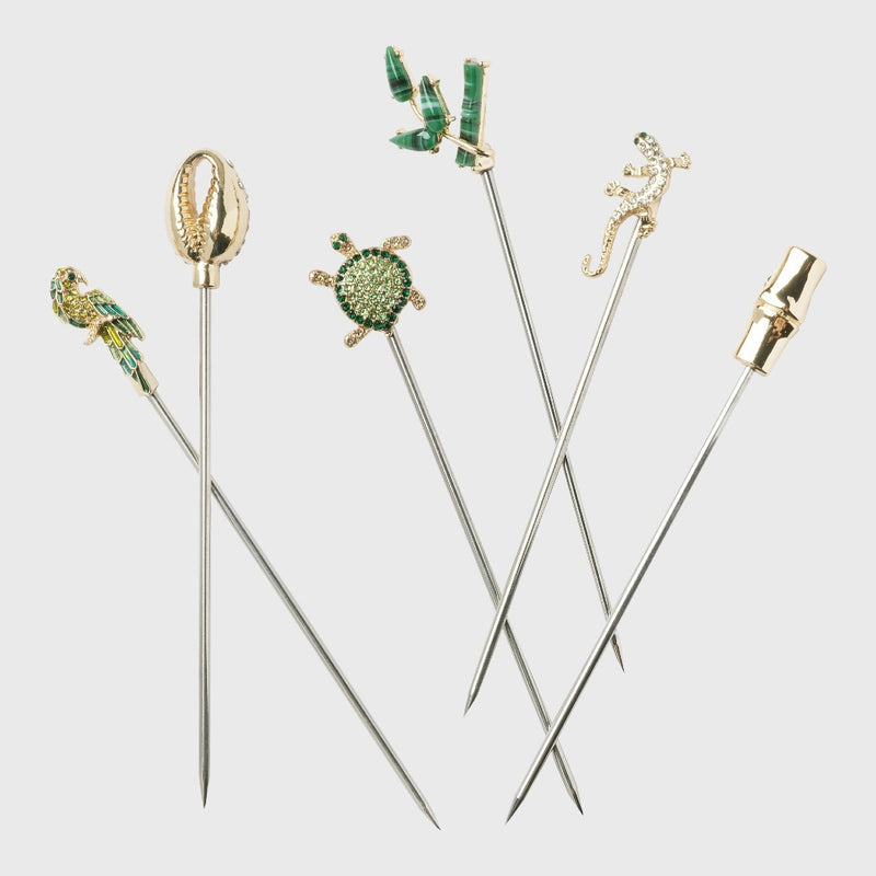 Set of 6 Palm Beach Cocktail Picks by Joanna Buchanan in a Gift Box