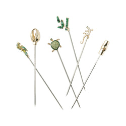 Set of 6 Palm Beach Cocktail Picks by Joanna Buchanan in a Gift Box