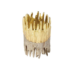 Patina Napkin Ring in Gold & Silver by Kim Seybert, front view on white background