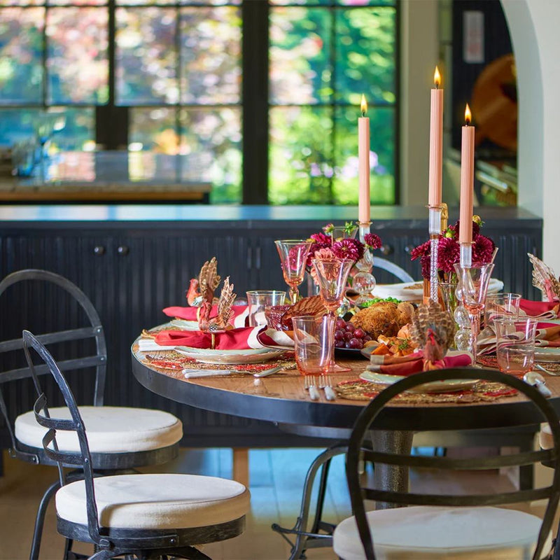 Dip dye napkin by Kim Seybert styled  on Thanksgiving table setting, sold at Amiramour.