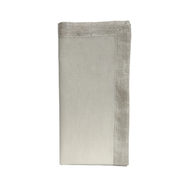 Folded Dip Dye napkins in gray and silver ombré by Kim Seybert on a white background.