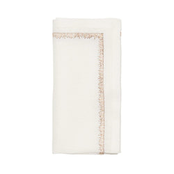 Filament White Linen Napkin with Embroidery by Kim Seybert on white background