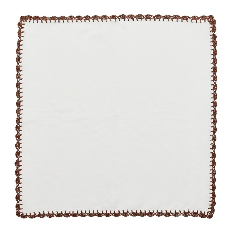 Unwrapped Shell Edge Napkin by Kim Seybert on white background, sold by Amiramour