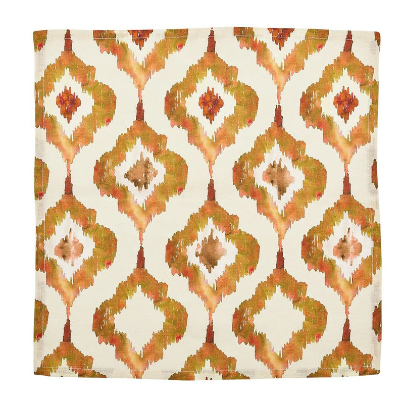Unwraped Watercolor Ikat napkin by Kim Seybert on white background, sold by Amiramour.