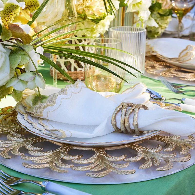 Arches Napkin in White and Gold by Kim Seybert side view