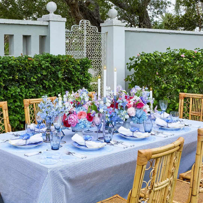 Arches Napkin in White by Kim Seybert styled on styled outdoor tablescape