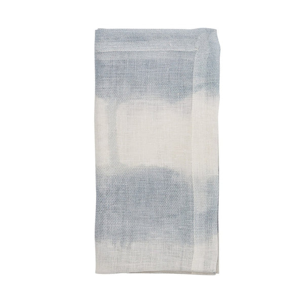 Watercolor stripe napkin in white, blue, and grey tones by Kim Seybert