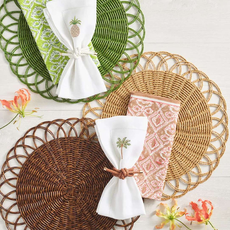 Brown and orange Alfresco cotton napkin, warm, earthy tones by Kim Seybert in different colours